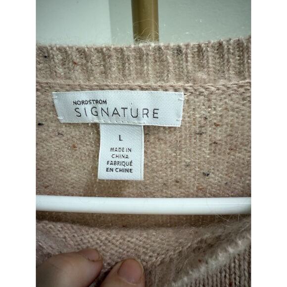 Nordstrom Signature Crew Neck Cashmere Mohair & Silk sweater Pink L - Picture 3 of 7